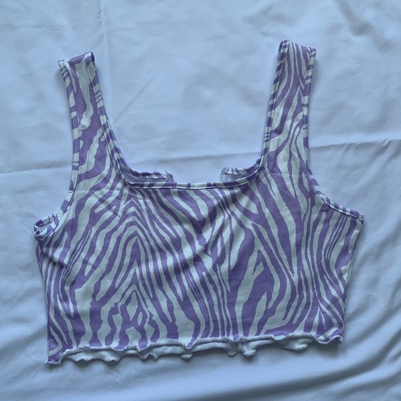 SHEIN Purple Zebra Crop Top - Picture 3 of 5